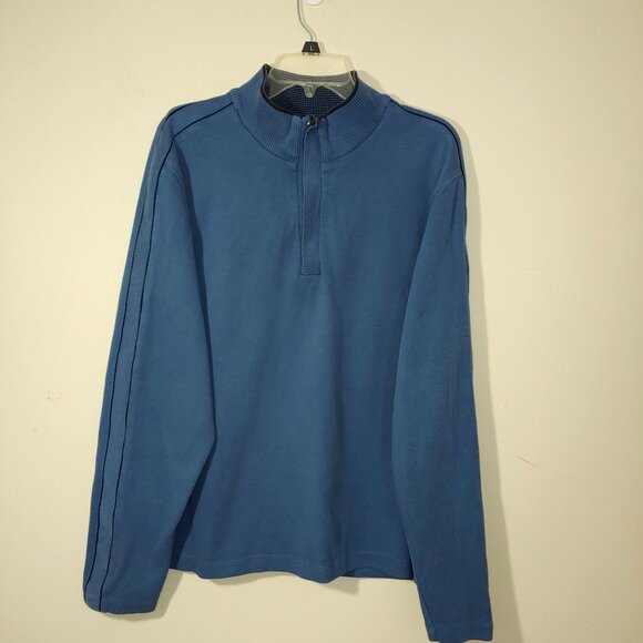 Hugo Boss Mock-Neck Quarter-Button Pull-Over Sweater Size XXL Blue - Picture 1 of 6